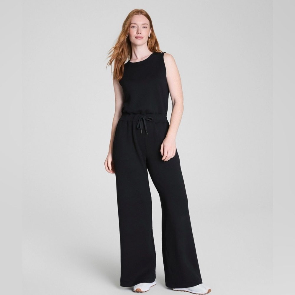 SPANX Black Sleeveless Wide-Leg Jumpsuit